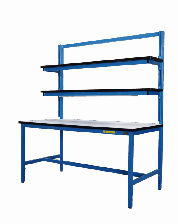 Modular Workbench with Double Cantilever Riser Shelves