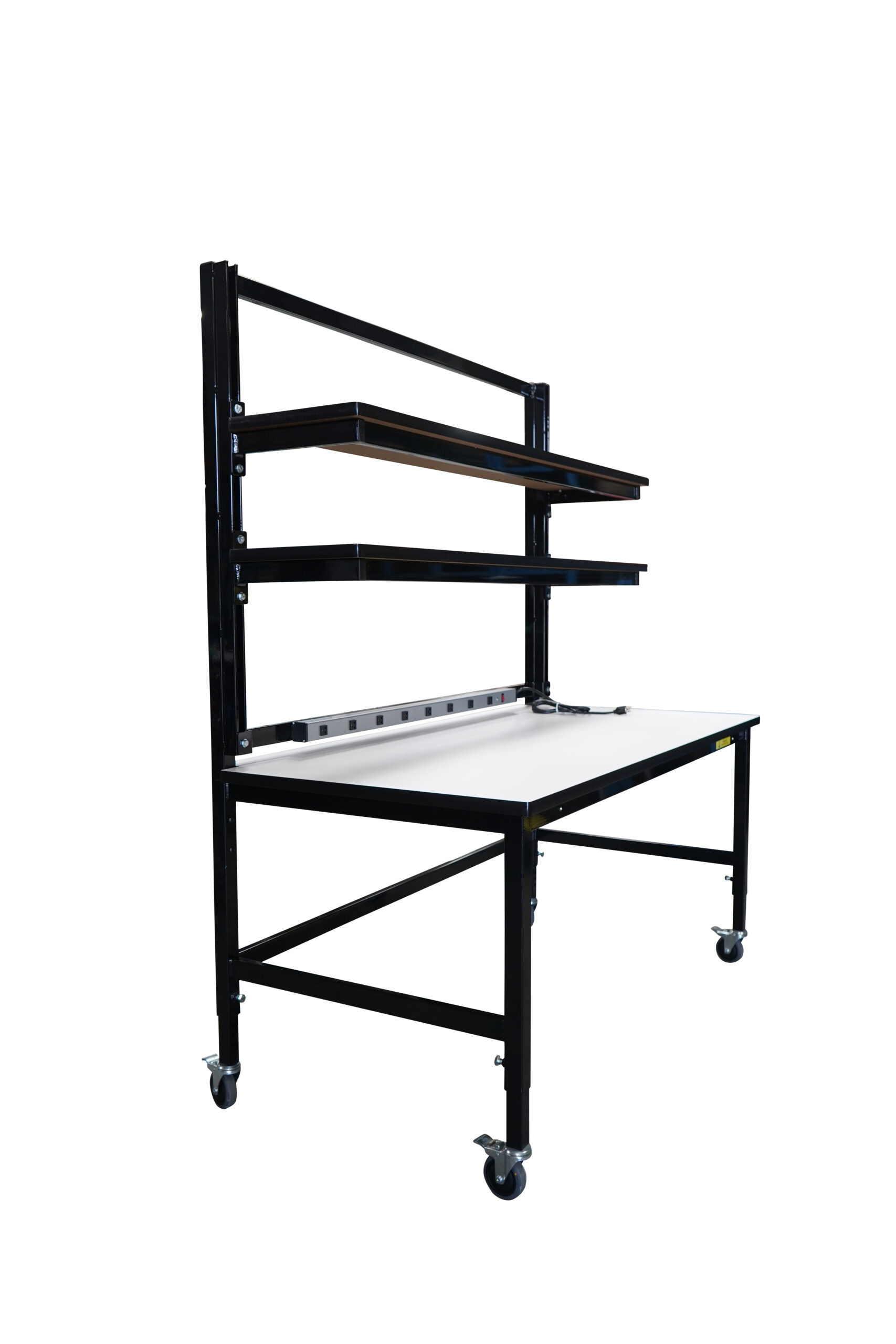 Modular Workbench with Double Cantilever Riser Shelves