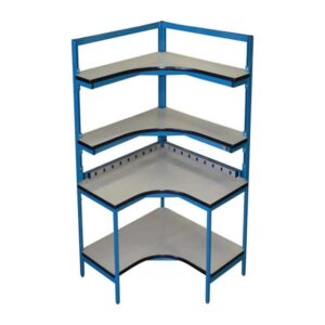 Corner Workbenches with Adjustable Double Tier Shelf
