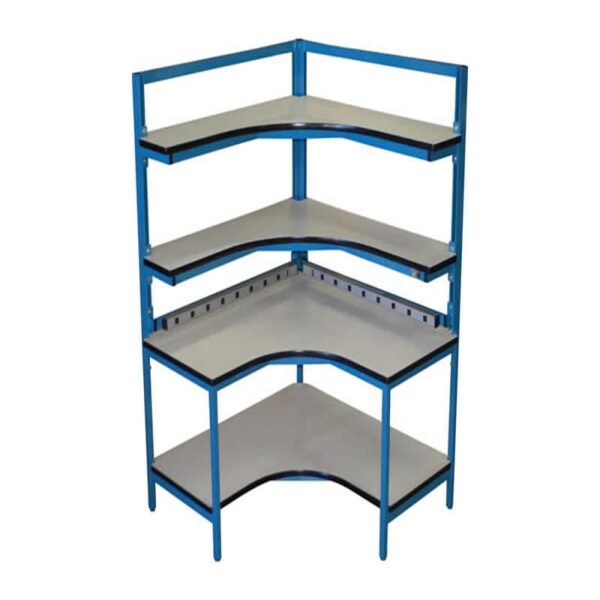 Corner Workbenches with Adjustable Double Tier Shelf