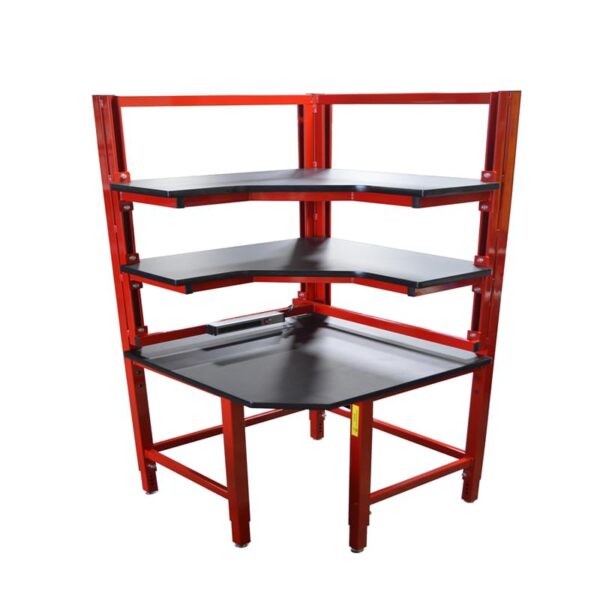 Corner Workbenches with Adjustable Double Tier Shelf