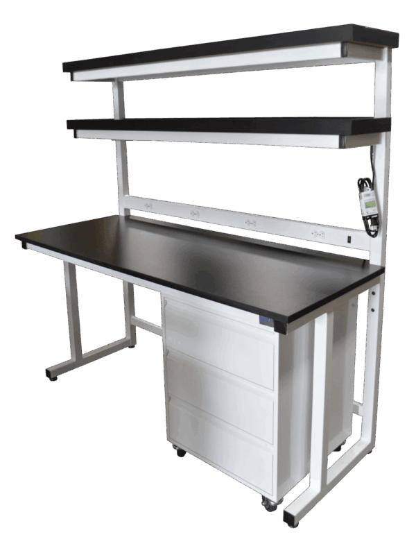 LAB-BT146-LAM-LIP-PED-PS - Double Tier Shelf - Cantilever Frame