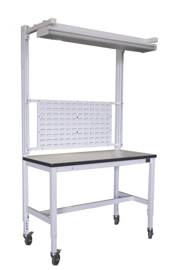 Modular Workbench with Overhead Lightbar & Bin Panel