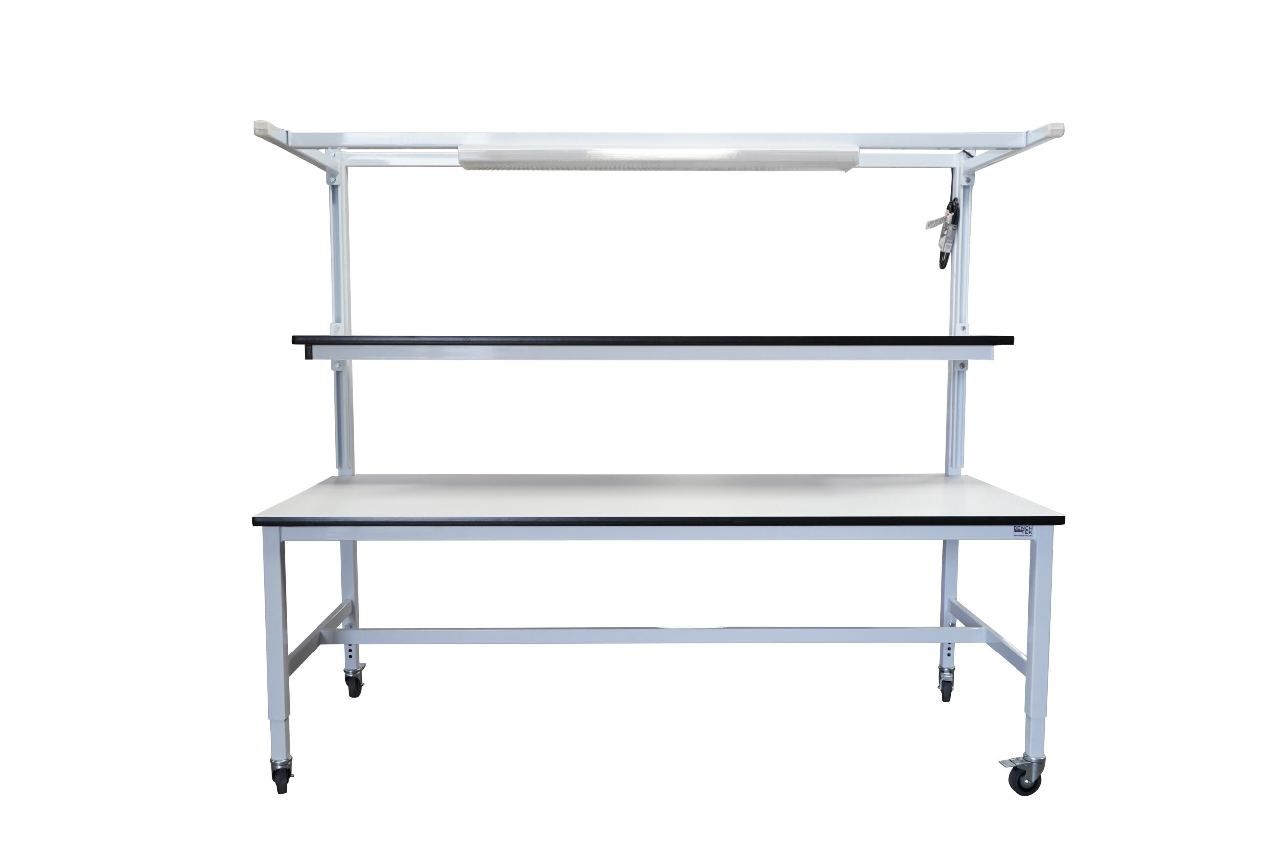 Modular Strut Channel Workbench with Single Cantilever Shelf & Overhead Lightbar