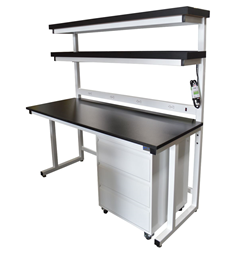 Lab Table with Double Fixed Shelves