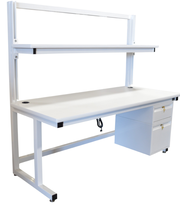 Modular Cantilever Workbench with Single Cantilever Riser & Drawers
