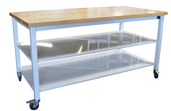 Maple Workbench with 2 Steel Bottom Shelves